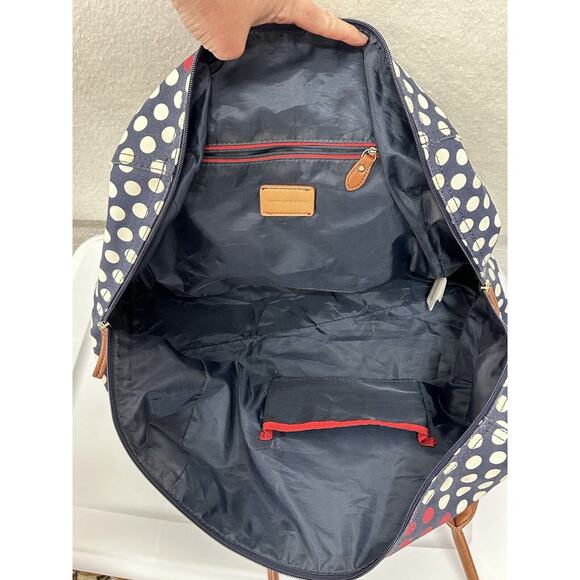 Tommy Hilfiger Canvas Zippered Tote Bag Red White Blue Overnight Classic - Picture 6 of 8